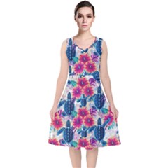 V-Neck Midi Sleeveless Dress  