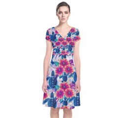 Short Sleeve Front Wrap Dress 