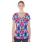 Tropical Flowers Turtles CBDOilPrincess Edf1ea6f-2cc5-4f0b-a5cc-9c146c7d79e4 Short Sleeve Front Detail Top