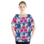 Tropical Flowers Turtles CBDOilPrincess Edf1ea6f-2cc5-4f0b-a5cc-9c146c7d79e4 Batwing Chiffon Blouse