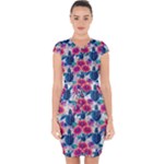 Tropical Flowers Turtles CBDOilPrincess Edf1ea6f-2cc5-4f0b-a5cc-9c146c7d79e4 Capsleeve Drawstring Dress 