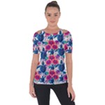 Tropical Flowers Turtles CBDOilPrincess Edf1ea6f-2cc5-4f0b-a5cc-9c146c7d79e4 Shoulder Cut Out Short Sleeve Top