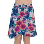 Tropical Flowers Turtles CBDOilPrincess Edf1ea6f-2cc5-4f0b-a5cc-9c146c7d79e4 Chiffon Wrap Front Skirt