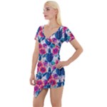 Tropical Flowers Turtles CBDOilPrincess Edf1ea6f-2cc5-4f0b-a5cc-9c146c7d79e4 Short Sleeve Asymmetric Mini Dress