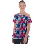 Tropical Flowers Turtles CBDOilPrincess Edf1ea6f-2cc5-4f0b-a5cc-9c146c7d79e4 Off Shoulder Tie-Up Tee
