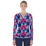 Tropical Flowers Turtles CBDOilPrincess Edf1ea6f-2cc5-4f0b-a5cc-9c146c7d79e4 V-Neck Long Sleeve Top