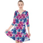 Tropical Flowers Turtles CBDOilPrincess Edf1ea6f-2cc5-4f0b-a5cc-9c146c7d79e4 Quarter Sleeve Front Wrap Dress