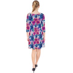 Quarter Sleeve Front Wrap Dress 
