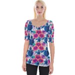 Tropical Flowers Turtles CBDOilPrincess Edf1ea6f-2cc5-4f0b-a5cc-9c146c7d79e4 Wide Neckline Tee