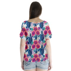 V-Neck Flutter Sleeve Top 
