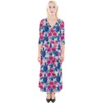 Tropical Flowers Turtles CBDOilPrincess Edf1ea6f-2cc5-4f0b-a5cc-9c146c7d79e4 Quarter Sleeve Wrap Maxi Dress