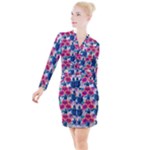 Tropical Flowers Turtles CBDOilPrincess Edf1ea6f-2cc5-4f0b-a5cc-9c146c7d79e4 Button Long Sleeve Dress
