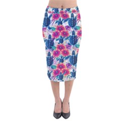 Velvet Midi Pencil Skirt 