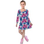 Tropical Flowers Turtles CBDOilPrincess Edf1ea6f-2cc5-4f0b-a5cc-9c146c7d79e4 Kids  Long Sleeve Velvet Dress