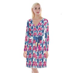 Long Sleeve Velvet Front Wrap Dress 