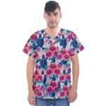 Tropical Flowers Turtles CBDOilPrincess Edf1ea6f-2cc5-4f0b-a5cc-9c146c7d79e4 Men s V-Neck Scrub Top