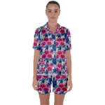 Tropical Flowers Turtles CBDOilPrincess Edf1ea6f-2cc5-4f0b-a5cc-9c146c7d79e4 Satin Short Sleeve Pajamas Set