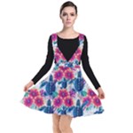 Tropical Flowers Turtles CBDOilPrincess Edf1ea6f-2cc5-4f0b-a5cc-9c146c7d79e4 Plunge Pinafore Dress