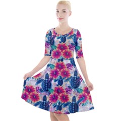 Quarter Sleeve A-Line Dress 