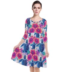 Quarter Sleeve Waist Band Dress 