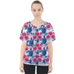 Tropical Flowers Turtles CBDOilPrincess Edf1ea6f-2cc5-4f0b-a5cc-9c146c7d79e4 V-Neck Dolman Drape Top