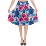 Tropical Flowers Turtles CBDOilPrincess Edf1ea6f-2cc5-4f0b-a5cc-9c146c7d79e4 Flared Midi Skirt