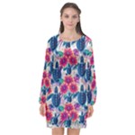 Tropical Flowers Turtles CBDOilPrincess Edf1ea6f-2cc5-4f0b-a5cc-9c146c7d79e4 Long Sleeve Chiffon Shift Dress 