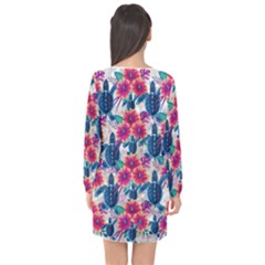 Long Sleeve Chiffon Shift Dress  