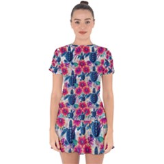 Drop Hem Mini Chiffon Dress 
