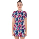 Tropical Flowers Turtles CBDOilPrincess Edf1ea6f-2cc5-4f0b-a5cc-9c146c7d79e4 Drop Hem Mini Chiffon Dress