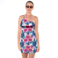 One Shoulder Ring Trim Bodycon Dress 