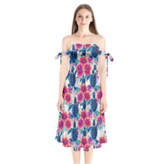 Shoulder Tie Bardot Midi Dress 