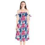 Tropical Flowers Turtles CBDOilPrincess Edf1ea6f-2cc5-4f0b-a5cc-9c146c7d79e4 Shoulder Tie Bardot Midi Dress