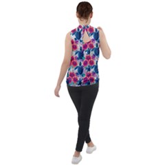 Mock Neck Chiffon Sleeveless Top 