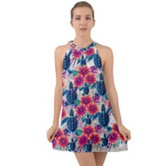 Halter Tie Back Chiffon Dress 