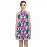 Tropical Flowers Turtles CBDOilPrincess Edf1ea6f-2cc5-4f0b-a5cc-9c146c7d79e4 Velvet Halter Neckline Dress 