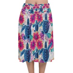 Velvet Flared Midi Skirt 