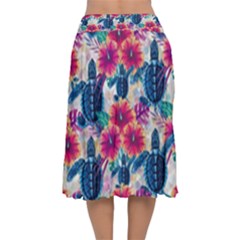 Velvet Flared Midi Skirt 