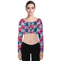Velvet Long Sleeve Crop Top 