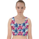 Tropical Flowers Turtles CBDOilPrincess Edf1ea6f-2cc5-4f0b-a5cc-9c146c7d79e4 Velvet Racer Back Crop Top