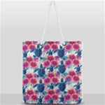 Tropical Flowers Turtles CBDOilPrincess Edf1ea6f-2cc5-4f0b-a5cc-9c146c7d79e4 Full Print Rope Handle Tote (Large)