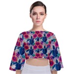 Tropical Flowers Turtles CBDOilPrincess Edf1ea6f-2cc5-4f0b-a5cc-9c146c7d79e4 Tie Back Butterfly Sleeve Chiffon Top