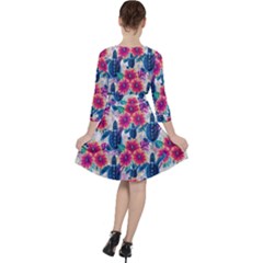 Quarter Sleeve Ruffle Waist Dress 