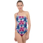 Tropical Flowers Turtles CBDOilPrincess Edf1ea6f-2cc5-4f0b-a5cc-9c146c7d79e4 Classic One Shoulder Swimsuit