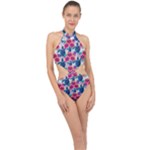 Tropical Flowers Turtles CBDOilPrincess Edf1ea6f-2cc5-4f0b-a5cc-9c146c7d79e4 Halter Side Cut Swimsuit
