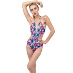 Tropical Flowers Turtles CBDOilPrincess Edf1ea6f-2cc5-4f0b-a5cc-9c146c7d79e4 Plunging Cut Out Swimsuit