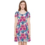 Tropical Flowers Turtles CBDOilPrincess Edf1ea6f-2cc5-4f0b-a5cc-9c146c7d79e4 Inside Out Cap Sleeve Dress