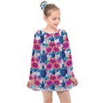 Tropical Flowers Turtles CBDOilPrincess Edf1ea6f-2cc5-4f0b-a5cc-9c146c7d79e4 Kids  Long Sleeve Dress