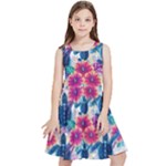 Tropical Flowers Turtles CBDOilPrincess Edf1ea6f-2cc5-4f0b-a5cc-9c146c7d79e4 Kids  Skater Dress