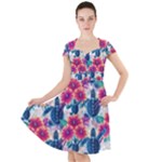 Tropical Flowers Turtles CBDOilPrincess Edf1ea6f-2cc5-4f0b-a5cc-9c146c7d79e4 Cap Sleeve Midi Dress